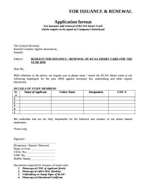 Kcaa Smart Card Undertaking Form 